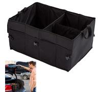 Rakiuty Multi-Compartment Collapsible Organiser,Car Boot Organiser Trunk,Multifunctional Car Boot,Durable Interior Declutter Tidy Bag,Foldable Black Tidy Storage,1PC