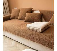 RAKKYO Faux Fur Couch Sofa Cover Sherpa Fleece Sofa Slipcover Anti-Slip Sectional Couch Covers for Love Seat Recliner Leather L Shaped,Only 1 Piece (Color : Camel, Size : 35"x47")