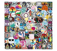 RAKKYO Pack of 100 Volleyball Stickers - Vinyl Sticker Pack for Laptop, Car, Luggage, Skateboard and Motorcycle - Perfect for Teens and Adults, Sporty Designs