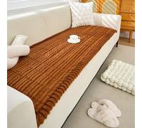 RAKKYOFD Soft Corduroy Sectional Sofa Cover 1 Piece Striped Couch Cover Super Washable Non Slip Sofa Slipcover Furniture Protector for Kid Dog Pet,(Rust Orange,24"x35")