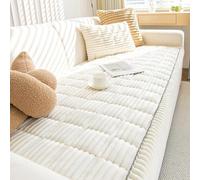 RAKKYOFD Soft Corduroy Sectional Sofa Cover 1 Piece Striped Couch Cover Super Washable Non Slip Sofa Slipcover Furniture Protector for Kid Dog Pet,(Cream,24"x47")