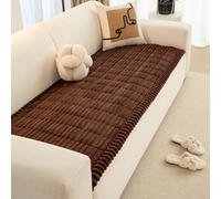 RAKKYOFD Soft Corduroy Sectional Sofa Cover 1 Piece Striped Couch Cover Super Washable Non Slip Sofa Slipcover Furniture Protector for Kid Dog Pet,(Brown,27"x70")