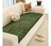 RAKKYOFD Soft Corduroy Sectional Sofa Cover 1 Piece Striped Couch Cover Super Washable Non Slip Sofa Slipcover Furniture Protector for Kid Dog Pet,(Dark Green,24"x59")