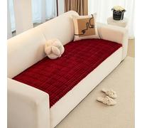 RAKKYOFD Soft Corduroy Sectional Sofa Cover 1 Piece Striped Couch Cover Super Washable Non Slip Sofa Slipcover Furniture Protector for Kid Dog Pet,(Red,24"x82")