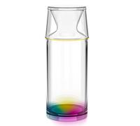 Rakle Bedside Rainbow Colored Glass Water Pitcher - 23.6oz Carafe and Glass - Nightstand, Bedroom, Bathroom
