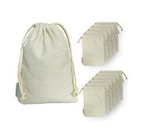 RakrisaSupplies 12 Pcs Cotton Drawstrings Bags 8x10 inch | Heavy Duty Reusable Canvas Cotton Muslin Bags | Perfect Organizing, Storage, Crafts and Favor Bags (12, 8 x 10)
