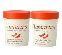 Raksip Tamarind Scrub, Exfoliating Body Polish with Almond Oil Beads, Deep Cleansing Moisturizing Body Scrub for Smooth Soft Skin, Radiant Glow & Gentle Daily Skin Renewal Care (2PCS)