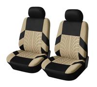 RAKTDA Car Seat Cover For Fiat Panda Coupe Punto Ulysse Brava Barchetta Marea, Car Seat Covers Luxury Look, 3D Tyre Print, Airbag Compatible, Seat Protectors,Beige-2 seats
