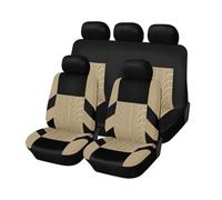 RAKTDA Car Seat Cover For Ford Cougar Crown Victoria Econovan EcoSport, Car Seat Covers Luxury Look, 3D Tyre Print, Airbag Compatible, Seat Protectors,Beige- 5 seats