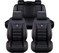 RAKTDA Car Seat Cover, for Mazda Mazda 3 2014 2015 2016 2017 2018 2019 All Weather Custom Leather Car Front and Rear Seat Covers Automotive Interior Accessories,D-Black Red