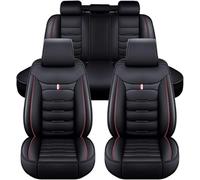 RAKTDA Car Seat Cover, for Nissan Juke 2010 2011 2012 2013 2014 2015 2016 2017 2018 2019 All Weather Custom Leather Car Front and Rear Seat Covers Automotive Interior Accessories,D-Black Red