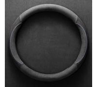 RAKTDA Steering Wheel Cover Car Steering Wheel Cover Suede Leather Breathable Anti Slip For SEAT Arona KJ/Tarraco KN/Ateca 5F / Mii 5-Door/Mii 3-door Car Steering Wheel,B-Black-O type