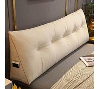 RAKTOV Comfortable Lumbar Bed Pillow Reading Backrest Cushion Triangular Headboard Pillow Bed Wedge Pillow Large Reading Pillow for Bay Window Tatami Sofa Bedroom,150x50x20cm,Beige