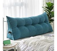 RAKTOV Large Wedge Headboard Pillow for Bedroom, Removable Velvet Cover Backrest Cushion for Day Bed, Triangular Bed Headrest Back Support Reading Backrest Cushion,120x50x20cm,Lake Blue