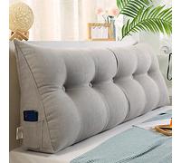 RAKTOV Triangle Headboard Pillow with Removable Cover, Luxury Lumber Back Pad Triangular Reading Pillow, Solid Color Wedge Headboard Cushion for Bed Sofa Bedroom,150x50x20cm,Gray