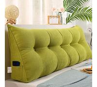RAKTOV Triangle Headboard Pillow with Removable Cover, Luxury Lumber Back Pad Triangular Reading Pillow, Solid Color Wedge Headboard Cushion for Bed Sofa Bedroom,200x50x20cm,Green