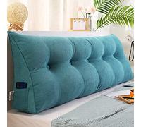 RAKTOV Triangle Headboard Pillow with Removable Cover, Luxury Lumber Back Pad Triangular Reading Pillow, Solid Color Wedge Headboard Cushion for Bed Sofa Bedroom,180x50x20cm,Blue