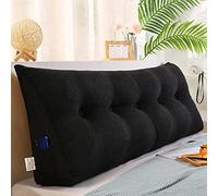 RAKTOV Triangle Headboard Pillow with Removable Cover, Luxury Lumber Back Pad Triangular Reading Pillow, Solid Color Wedge Headboard Cushion for Bed Sofa Bedroom,120x50x20cm,Black