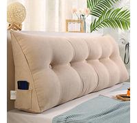 RAKTOV Triangle Headboard Pillow with Removable Cover, Luxury Lumber Back Pad Triangular Reading Pillow, Solid Color Wedge Headboard Cushion for Bed Sofa Bedroom,180x50x20cm,Beige
