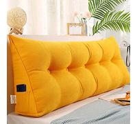 RAKTOV Triangle Headboard Pillow with Removable Cover, Luxury Lumber Back Pad Triangular Reading Pillow, Solid Color Wedge Headboard Cushion for Bed Sofa Bedroom,60x50x20cm,Yellow