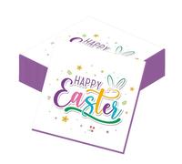 Rakuto Easter Napkins Party Decorations, 50PCS Happy Easter Bunny Disposable Paper Napkins Decoration, Colorful Eggs Themed Tableware Decor for Spring Celebrations Picnic