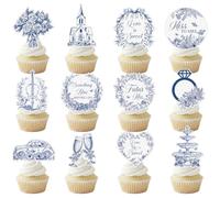 Rakuto Something Blue Bridal Shower Decorations, 36PCS Bachelorette Wedding Engagement Disposable Cupcake Toppers Party Decorations, Before I Do Decor for Bachelorette Engagement Wedding