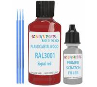RAL Repair Touch Up Paint for scratch/chip PVC,UPVC,Metal,Plastic,Wood,kitchen,appliances,interior,exterior,porcelain application- Gloss Finish with anti-rust primer (Ral3001 Signal Red)