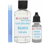 RAL Repair Touch Up Paint for scratch/chip PVC,UPVC,Metal,Plastic,Wood,kitchen,appliances,interior,exterior,porcelain application- Gloss Finish with anti-rust primer (Ral9016 Traffic White)