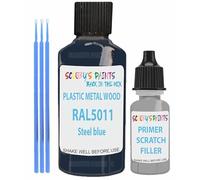 RAL Repair Touch Up Paint for scratch/chip PVC,UPVC,Metal,Plastic,Wood,kitchen,appliances,interior,exterior,porcelain application- Gloss Finish with anti-rust primer (Ral5011 Steel Blue)
