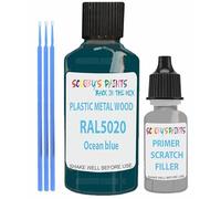 RAL Repair Touch Up Paint Satin Finish for scratch/chip PVC,UPVC,Metal,Plastic,Wood,kitchen,appliances,interior,exterior,porcelain application- with anti-rust primer (Ral5020 Ocean Blue)