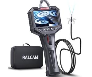 Ralcam 210° Rotatable Endoscope Inspection Camera, 3.5" HD Screen with 6.2mm Semi-Rigid Waterproof Snake Probe for Automotive, Engine & Pipe Inspection (2m Cable)