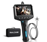 Ralcam 210° Two-Way Articulating Borescope with 4.3" Rotatable HD Screen - 6.2mm Semi-Rigid Industrial Endoscope Camera with LED Lights for Automotive & Aircraft Inspection