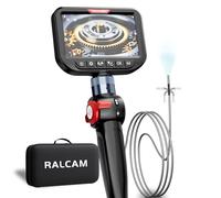 Ralcam 3.9mm Two-Way Articulating Borescope, 5 Inch HD Industrial Endoscope Inspection Camera with Light, Stainless Steel Flexible Fiber Optic Scope Camera 0.15in Automotive Mechanics Tool