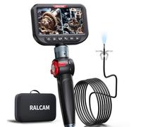 Ralcam Dual Lens Articulating Borescope, 8.5mm Slim Probe, 5" Endoscope Camera with Light, 10FT Semi-Rigid Cable, Two-Way Articulated Inspection Camera for Automotive Wall Pipe (8.5MM Dual lenses）