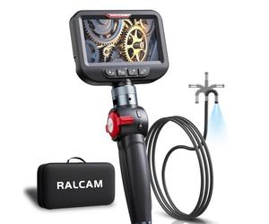 Ralcam Two-Way Articulating Borescope,4.3" IPS HD Industrial Endoscope, 8.5mm Flexible Snake Cable with LED Lights for Automotive/Plumbing/HVAC Inspection