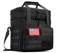 RalChyez Tactical Lunch Box, 20L Large Heavy Duty Double Deck Insulated Lunch Bag Leakproof Expandable Tote Cooler with Shoulder Strap for Adult Men Women Work Fishing Picnic Travel Black