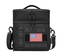 RalChyez Tactical Lunch Box for Men, Large Insulated Lunch Bag Expandable Double Deck Cooler Leakproof Waterproof Lunch Pail for Adult Women Work Office Shifts Picnic Travel Black