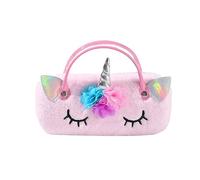 Ralcosuss Plush Unicorn Eyeglasses Cases Travel Hard Shell Sunglasses Case, Protective Case for Glasses with Handle, Pink, One Size
