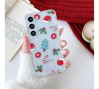 RALEAVO Christmas Case for Samsung Galaxy S24 5G, Cute Clear Cartoon Design Phone Case Soft Silicone Protective Shockproof Bumper Cover for Samsung S24-White Snow