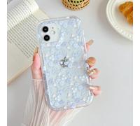 RALEAVO Floral Case for iPhone 12, Cute Clear Flower Aesthetic Phone Case for Girls Women, Silicone Shockproof TPU Protective Bumper Cover for iPhone 12 6.1 inch-Purple