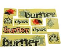 RALEIGH BURNER CHAOS ORIGINAL 2010 BMX RED & BLACK WITH CLEAR BACKGROUND DECAL TRANSFER SET