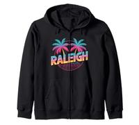 Raleigh Durham 919 Retro 80s Theme NC North Carolina Zip Hoodie