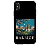 Raleigh North Carolina Retro Vintage Skyline Capitol Park Case for iPhone X/XS