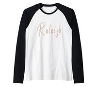Raleigh North Carolina Vintage Elegant Design Raglan Baseball Tee