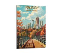 Raleigh North Carolina Vintage Travel Art Posters Canvas And Wall Art Picture Print Modern Family Bedroom Decors 16x24inch(40x60cm)