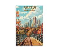 Raleigh North Carolina Vintage Travel Art Posters Canvas Wall Art Decorative Bedroom Modern Home Print Picture 08x12inch(20x30cm)