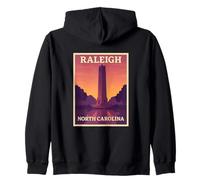 Raleigh North Carolina Vintage Travel Souvenir Art Graphic Zip Hoodie