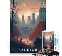 Raleigh Urban Cityscape Jigsaw Puzzle for Adults 1000 Pieces Mental Logic Toy Soothing Fun Firm Cut Warm Surprise (38x26cm)