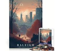 Raleigh Urban Cityscape Jigsaw Puzzles 1000 Piece for Adults Intellect Toy Calm Relax Precise Cut Santa Wish Item (50x75cm)