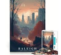 Raleigh Urban Cityscape Jigsaw Puzzles 1000 Piece for Adults Intellect Toy Calm Relax Precise Cut Santa Wish Item (50x75cm)